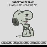 Snoopy White Claw Embroidery File 6 sizes
