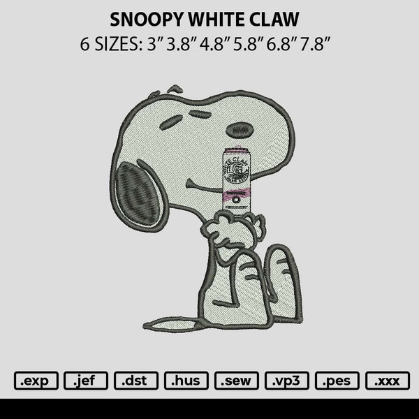 Snoopy White Claw Embroidery File 6 sizes