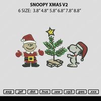 Snoopy Xmas V2 Embroidery File 6 sizes