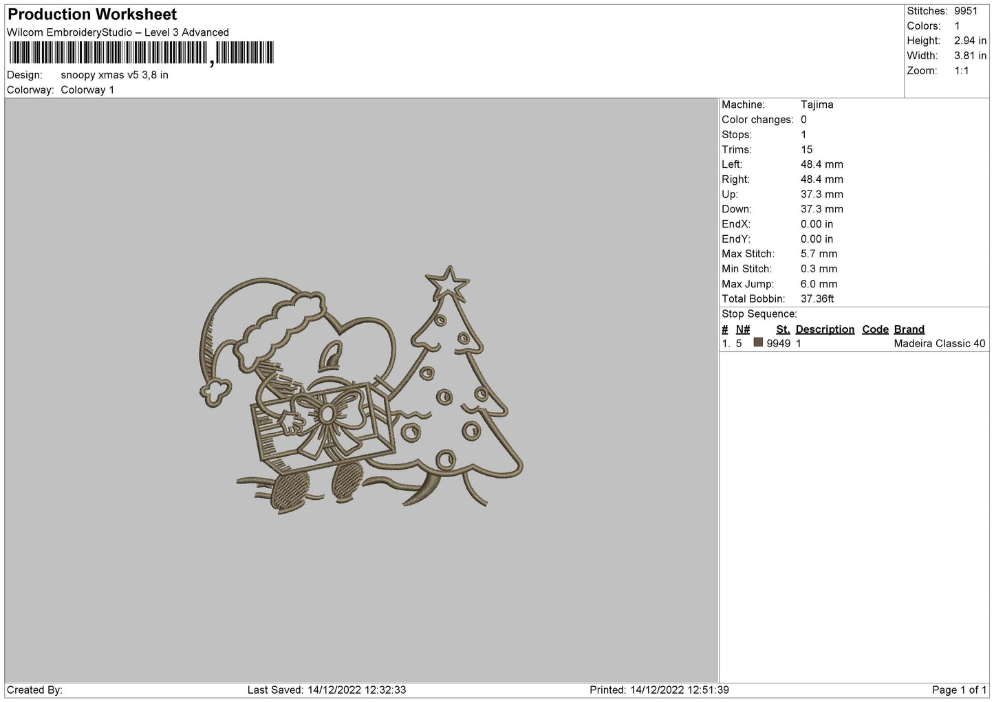 BN Xmas V5 Embroidery File 6 sizes
