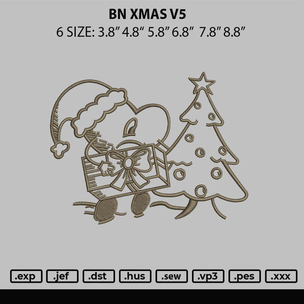 BN Xmas V5 Embroidery File 6 sizes