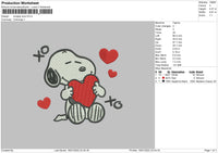 Snoopy Love Embroidery File 4 Size