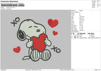 Snoopy Love Embroidery File 4 Size