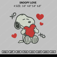 Snoopy Love Embroidery File 4 Size