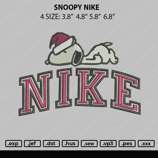 Snoopy Nike Embroidery File 4 size