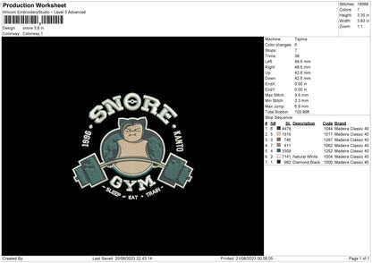 Snore Embroidery File 6 sizes