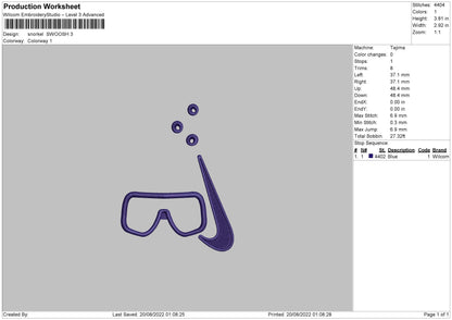 Snorkel Swoosh Embroidery File 5 sizes