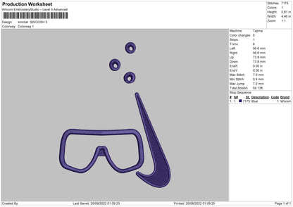 Snorkel Swoosh Embroidery File 5 sizes