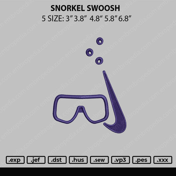 Snorkel Swoosh Embroidery File 5 sizes