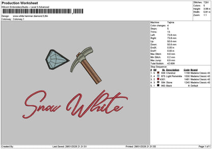 Snow Hammer Embroidery File 6 sizes