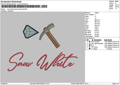 Snow Hammer Embroidery File 6 sizes