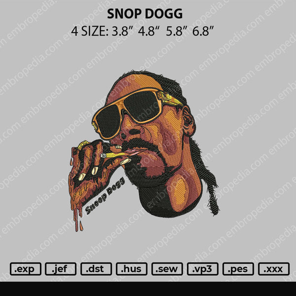 Snoop Dog Embroidery File 4 size