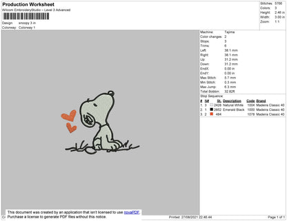 Snoopy Embroidery File 4 size