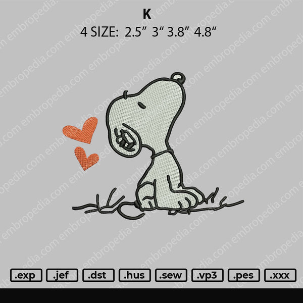 Snoopy Embroidery File 4 size