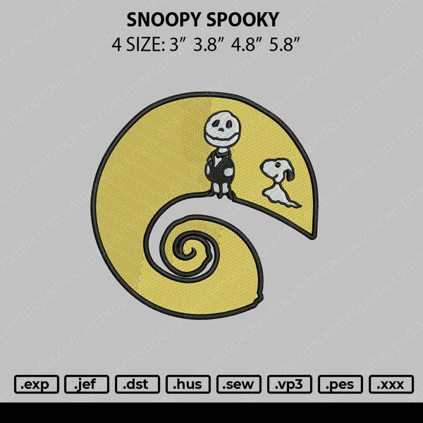 Snoopy Spooky Embroidery File 4 size
