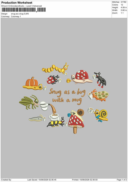Bug Text 1506 Embroidery Machine Design File 6 sizes