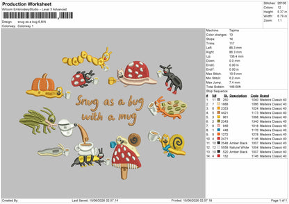 Bug Text 1506 Embroidery Machine Design File 6 sizes
