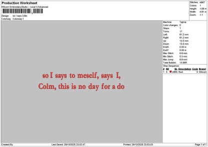 Isaystext Embroidery File 6 sizes