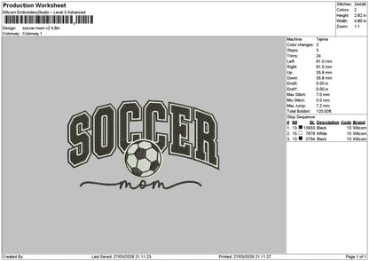 Soccertext Embroidery File 6 sizes