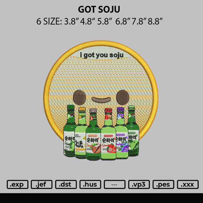 Got Soju Embroidery File 6 sizes