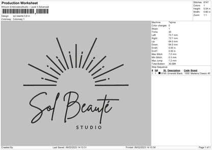 Sol Beante Embroidery File 6 sizes