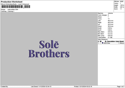 Soletext 01 Embroidery File 6 sizes