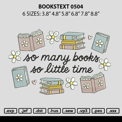 Bookstext 0504 Embroidery File 6 sizes