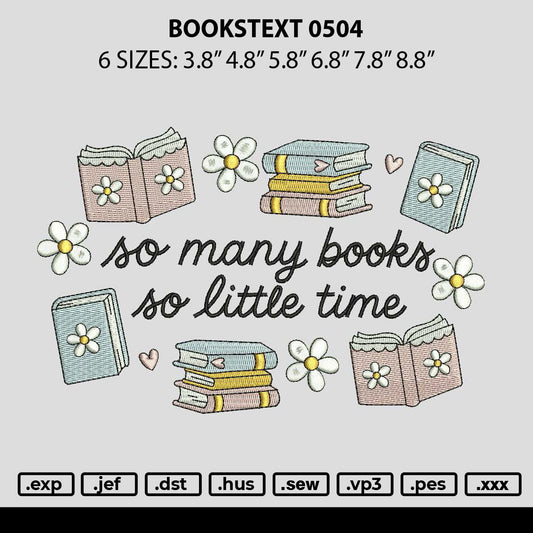 Bookstext 0504 Embroidery File 6 sizes