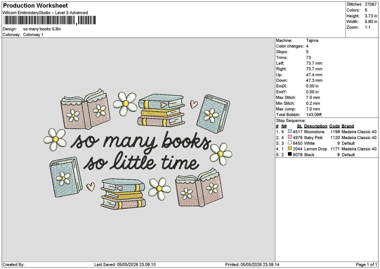Bookstext 0504 Embroidery File 6 sizes