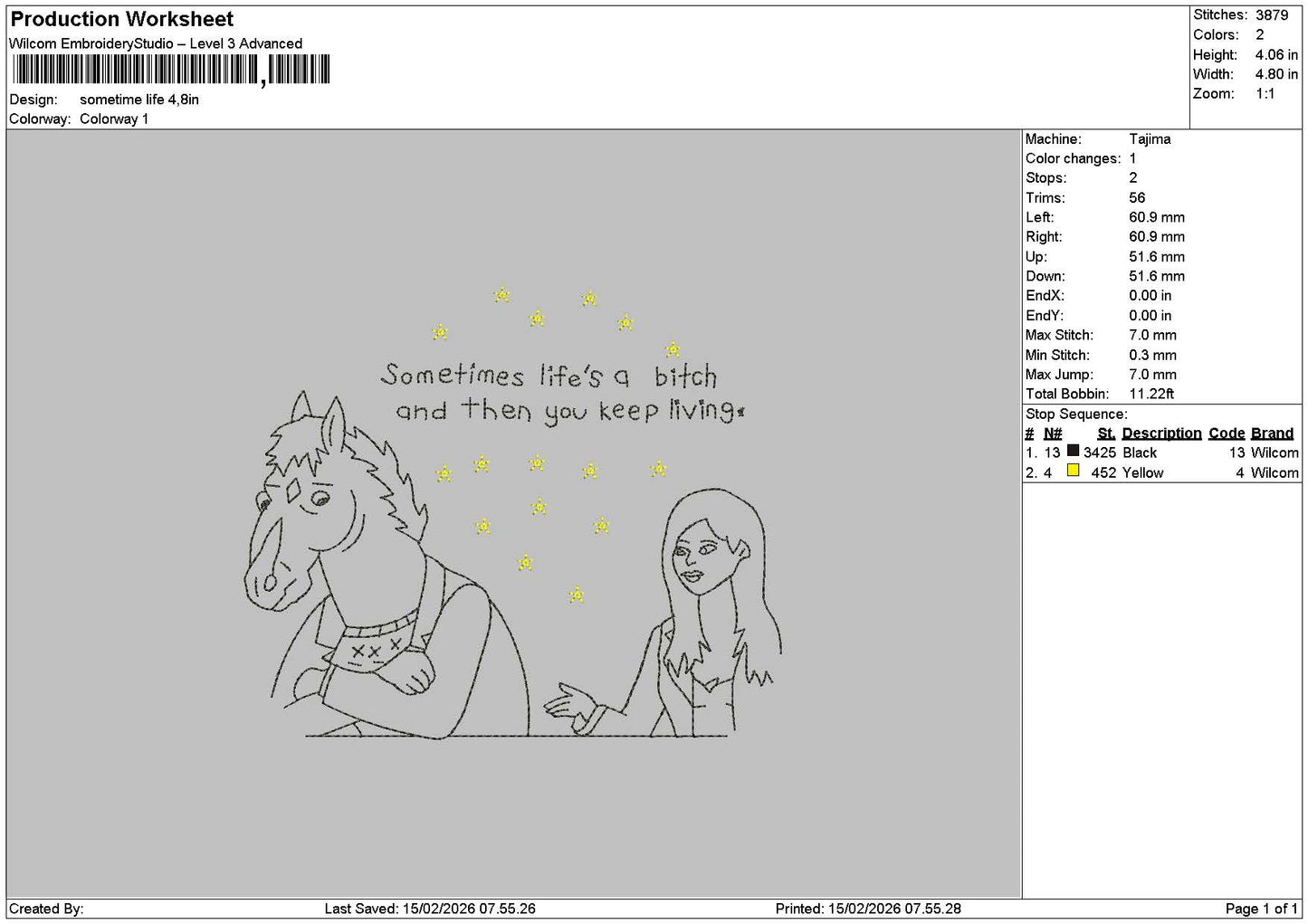 Sometimestext 1502 Embroidery File 6 sizes