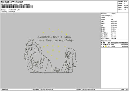 Sometimestext 1502 Embroidery File 6 sizes