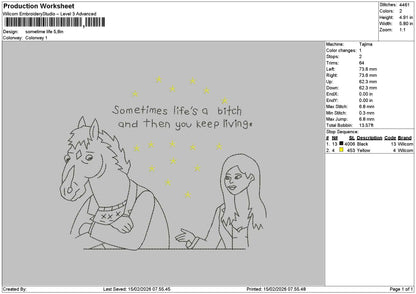 Sometimestext 1502 Embroidery File 6 sizes