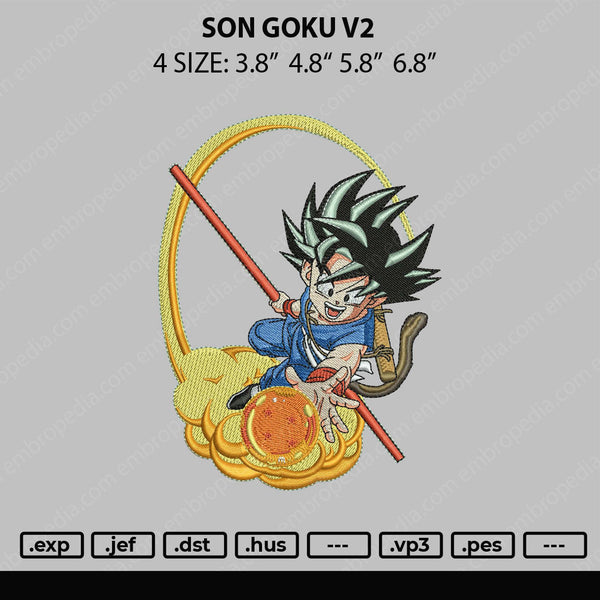 Son Goku V2 Embroidery File 4 size