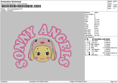 Sonnyhead App Embroidery File 6 sizes