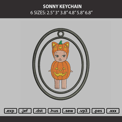 Sonny Keychain Embroidery Machine Design File 6 sizes