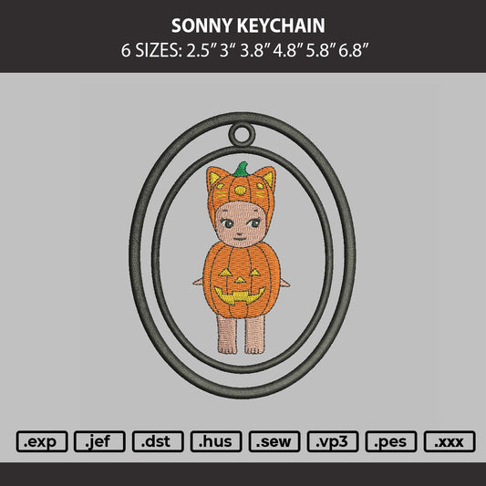 Sonny Keychain Embroidery Machine Design File 6 sizes