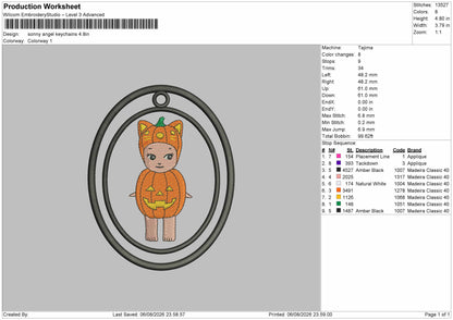 Sonny Keychain Embroidery Machine Design File 6 sizes