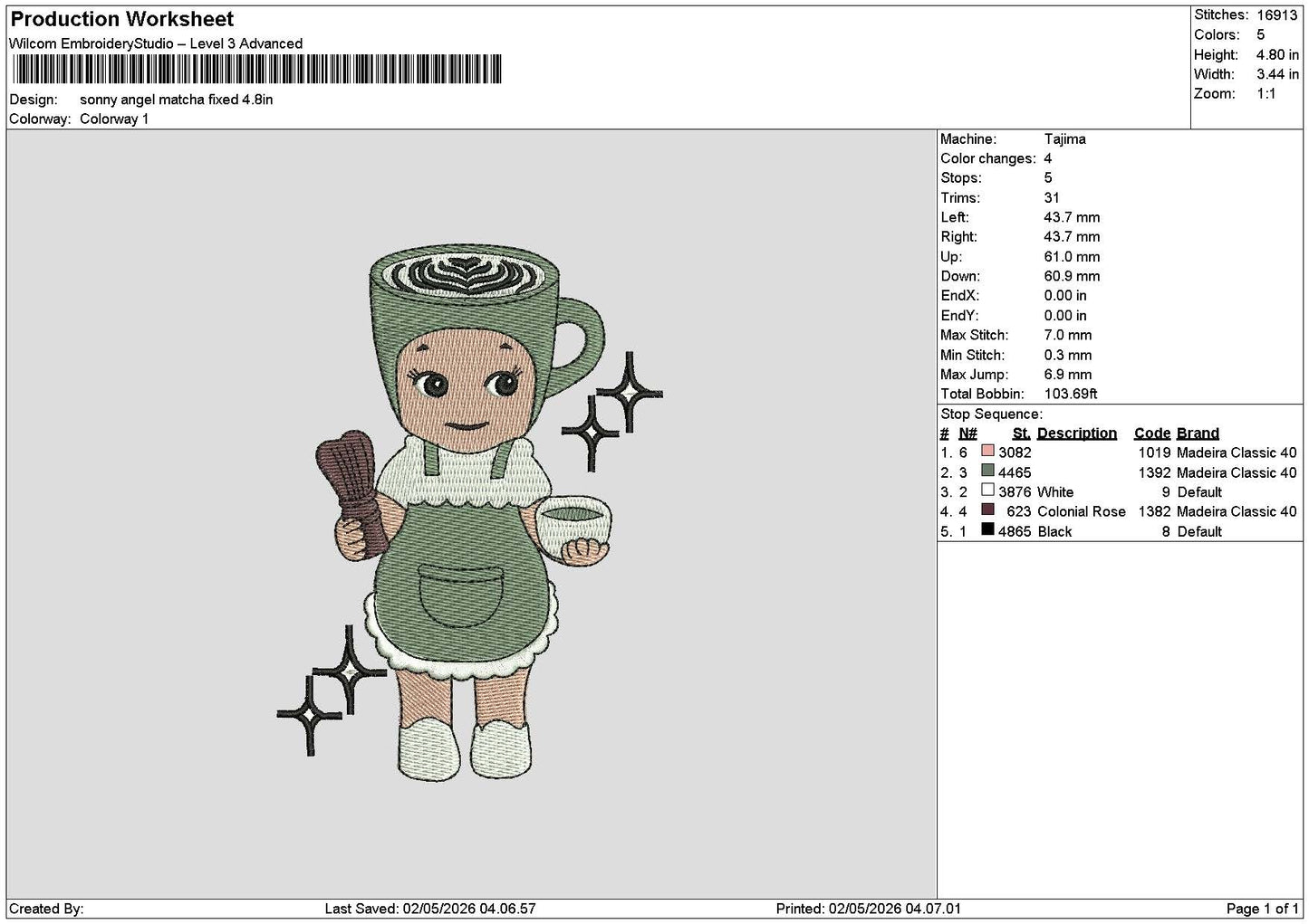 Sonny 0106 Embroidery File 6 sizes