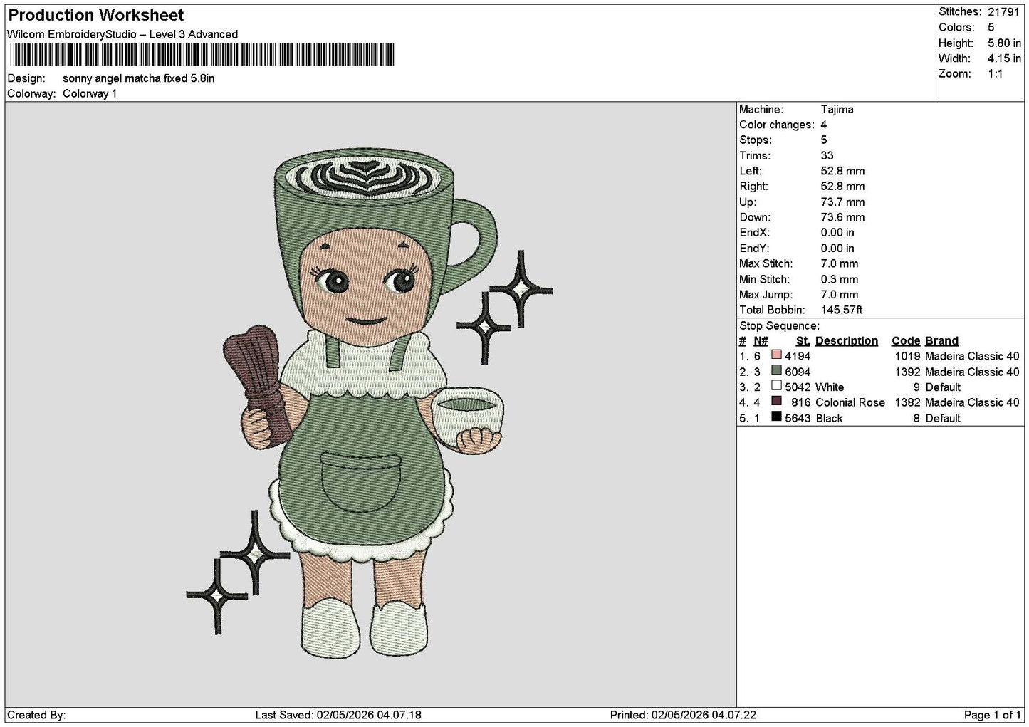 Sonny 0106 Embroidery File 6 sizes