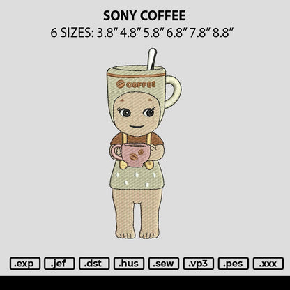 Sony Coffee Embroidery File 6 sizes