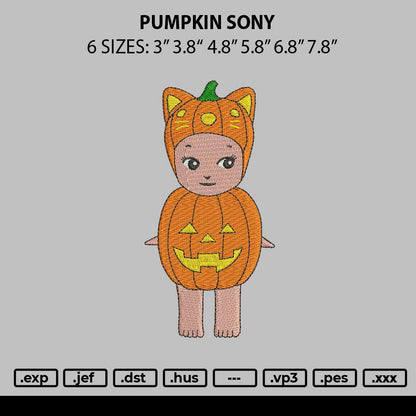 Pumpkin Sony Embroidery File 6 sizes