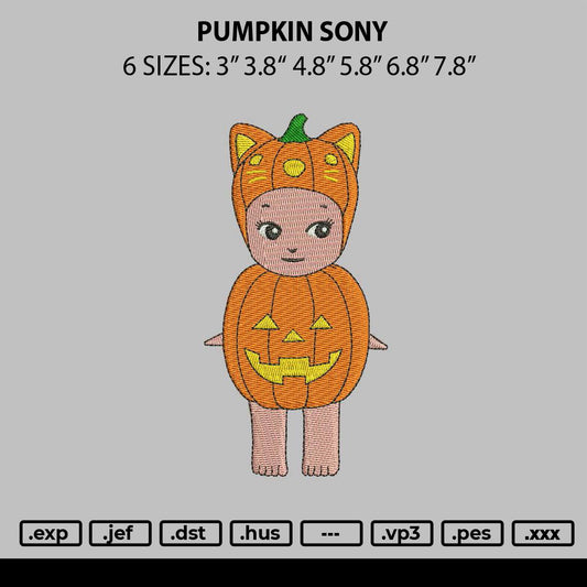 Pumpkin Sony Embroidery File 6 sizes