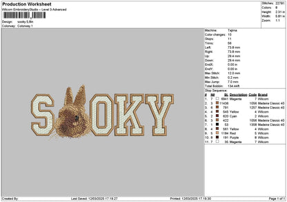 Sookytext Embroidery File 6 sizes