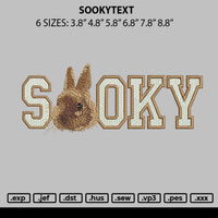 Sookytext Embroidery File 6 sizes