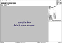 Sorrytext 01 Embroidery File 6 sizes