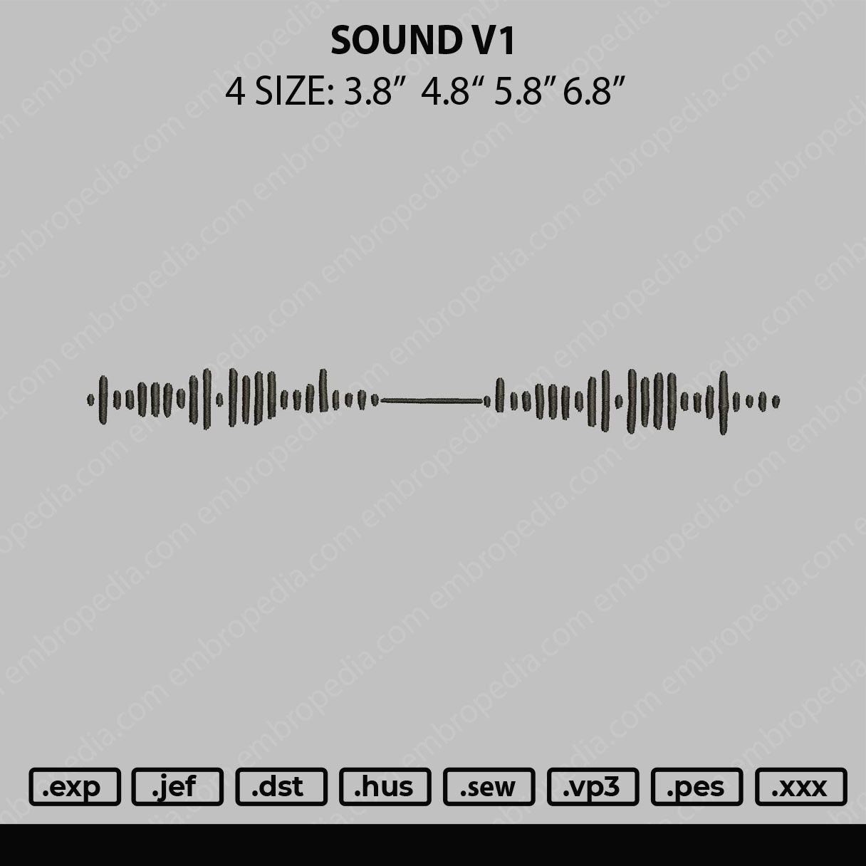 Sound V1 Embroidery File 4 size