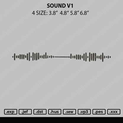 Sound V1 Embroidery File 4 size