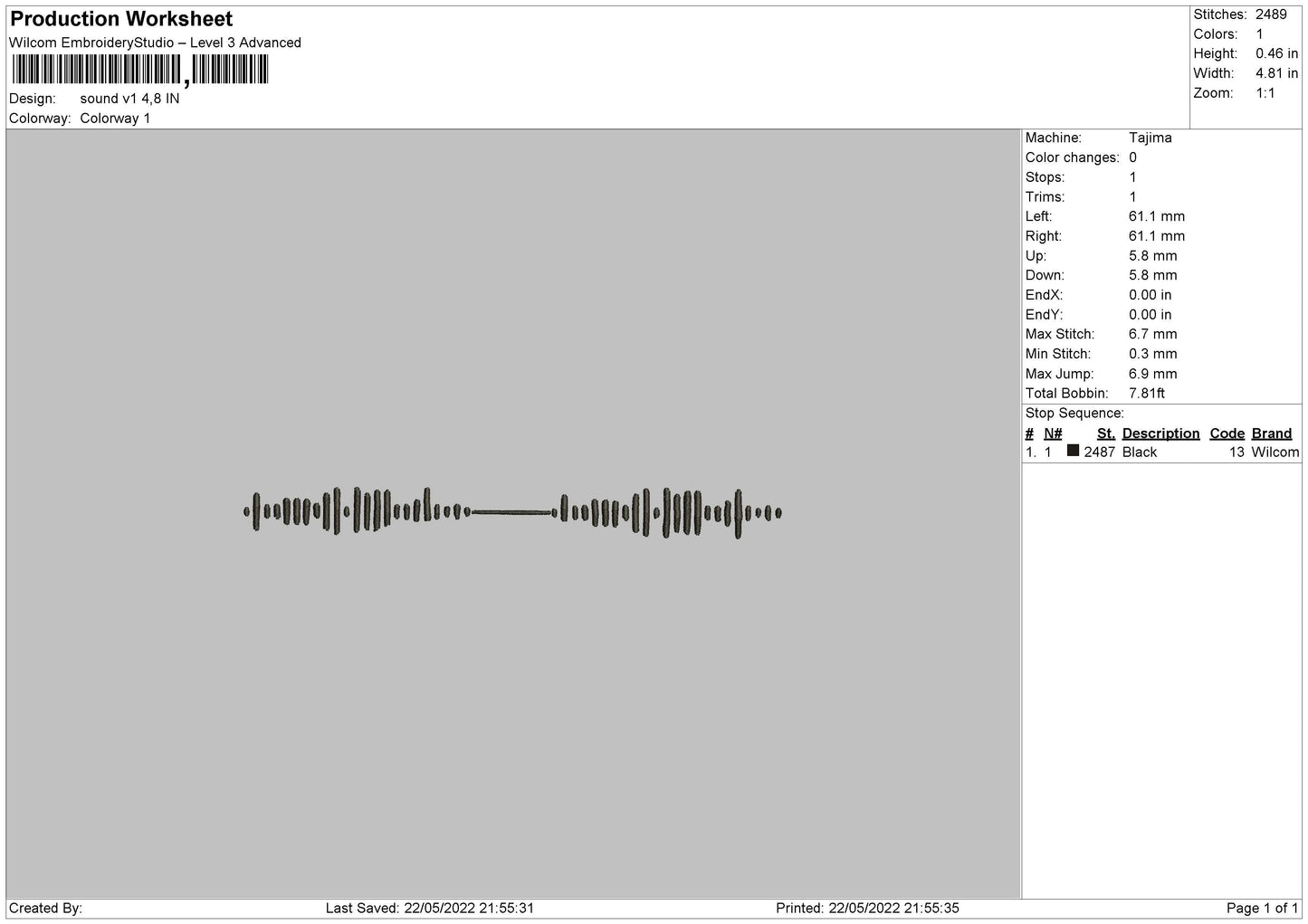 Sound V1 Embroidery File 4 size