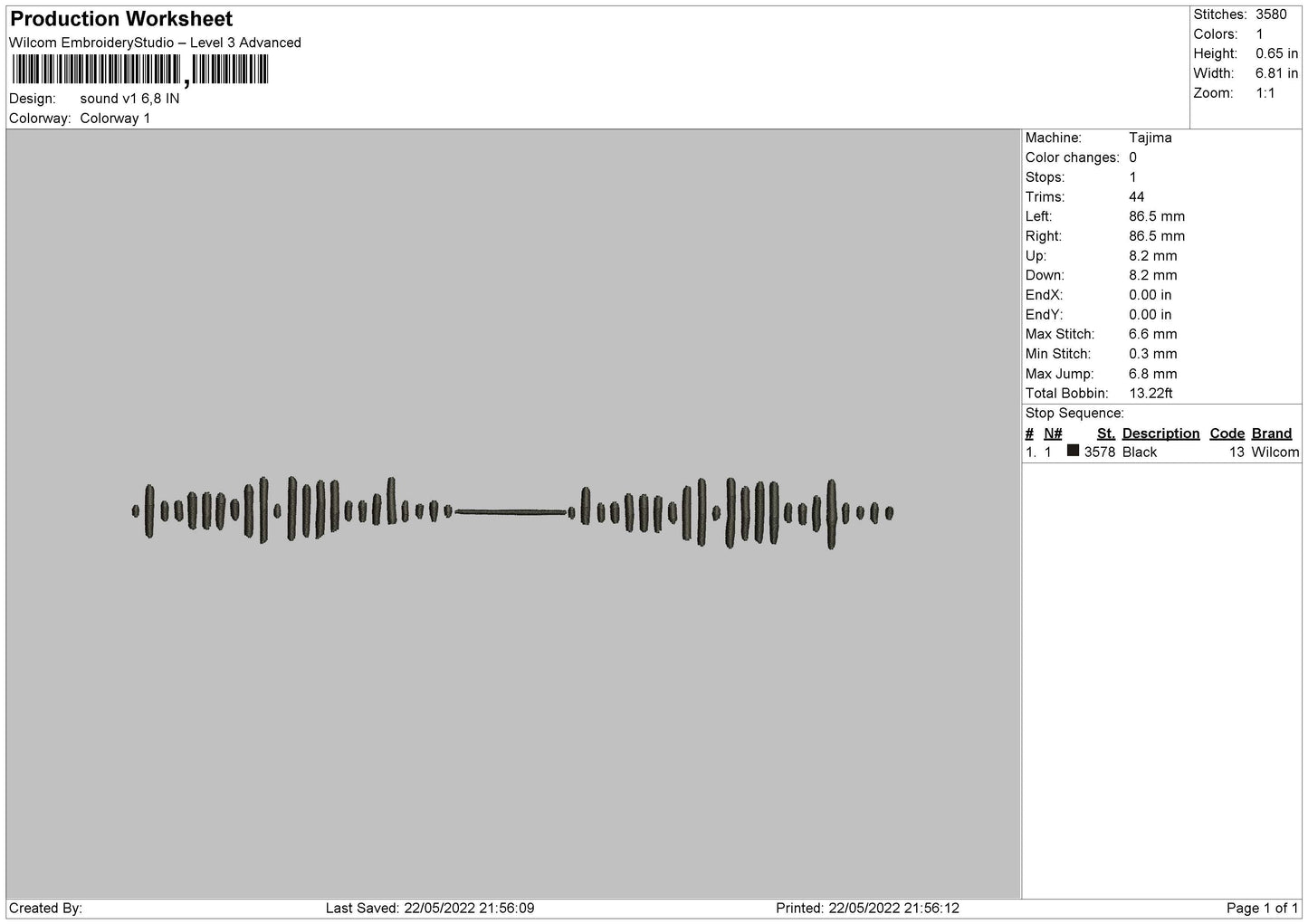 Sound V1 Embroidery File 4 size