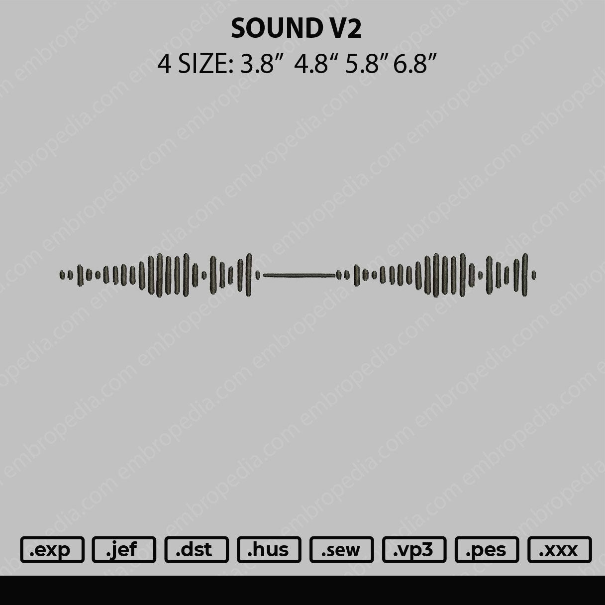 Sound V2 Embroidery File 4 size